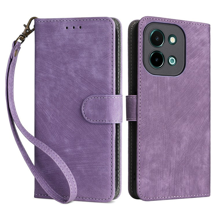 For vivo Y28 4G Case RFID Blocking Leather Phone Cover Horizontal Viewing Stand - Purple