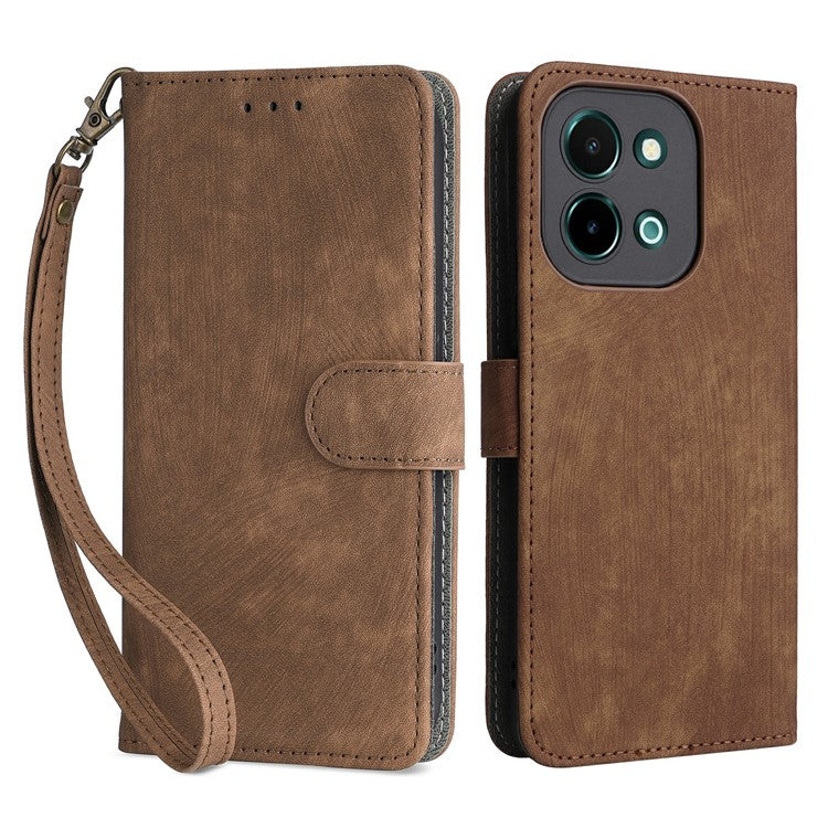 For vivo Y28 4G Case RFID Blocking Leather Phone Cover Horizontal Viewing Stand - Brown