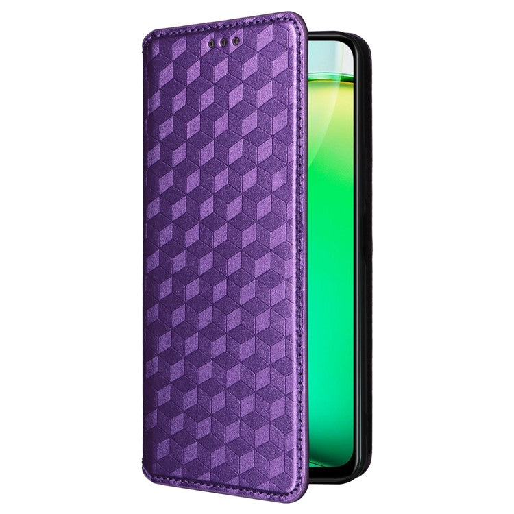 For vivo Y28 4G Magnetic Absorption Case Rhombus Leather Phone Cover - Purple