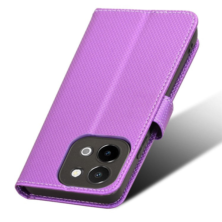 For vivo Y28 4G Case Flip Stand Wallet Diamond Texture Anti-drop Leather Phone Cover - Purple