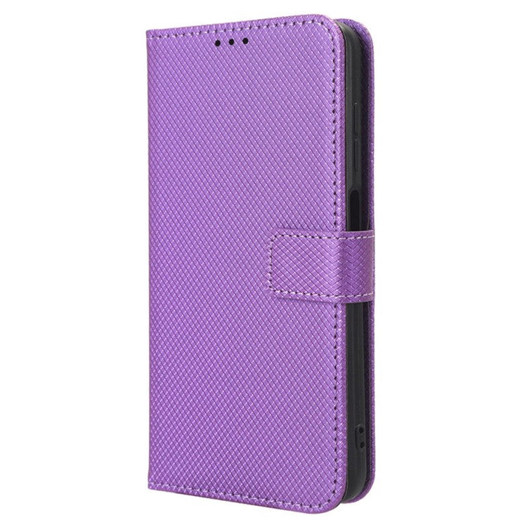 For vivo Y28 4G Case Flip Stand Wallet Diamond Texture Anti-drop Leather Phone Cover - Purple