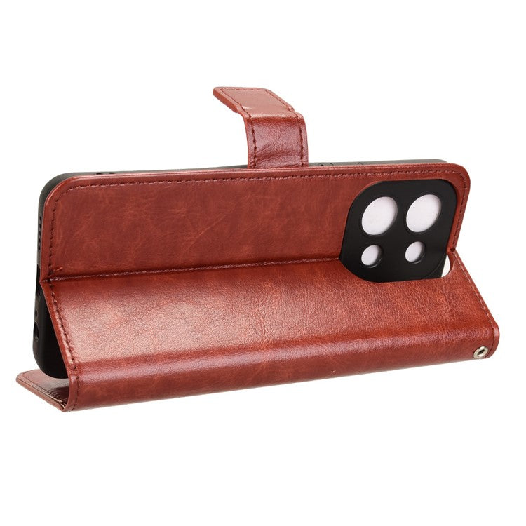 For vivo Y28 4G Phone Stand Case Crazy Horse Texture PU Leather Phone Cover Shell - Brown