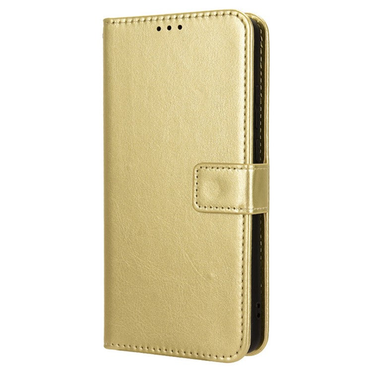 For vivo Y28 4G Phone Stand Case Crazy Horse Texture PU Leather Phone Cover Shell - Gold