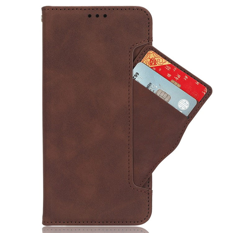 For vivo Y28 4G Leather Phone Cover Multiple Card Slots Folio Purse Shell - Brown