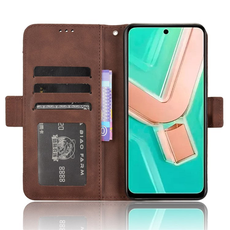 For vivo Y28 4G Leather Phone Cover Multiple Card Slots Folio Purse Shell - Brown