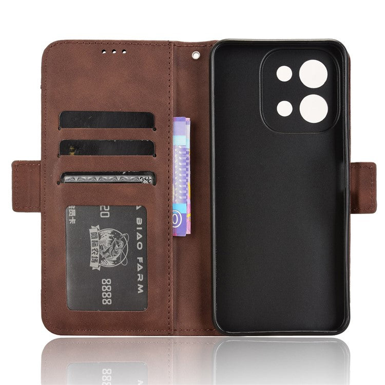 For vivo Y28 4G Leather Phone Cover Multiple Card Slots Folio Purse Shell - Brown