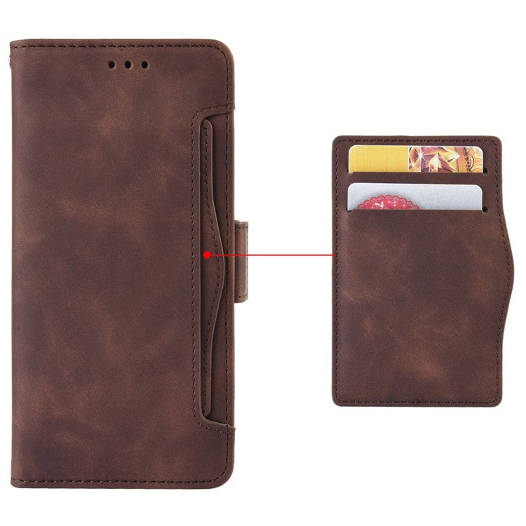 For vivo Y28 4G Leather Phone Cover Multiple Card Slots Folio Purse Shell - Brown