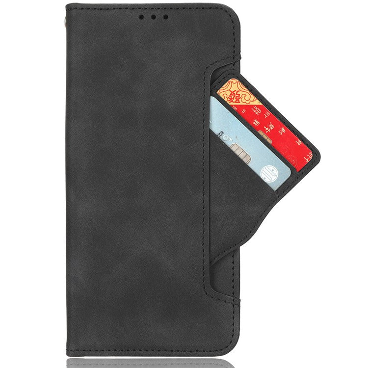 For vivo Y28 4G Leather Phone Cover Multiple Card Slots Folio Purse Shell - Black