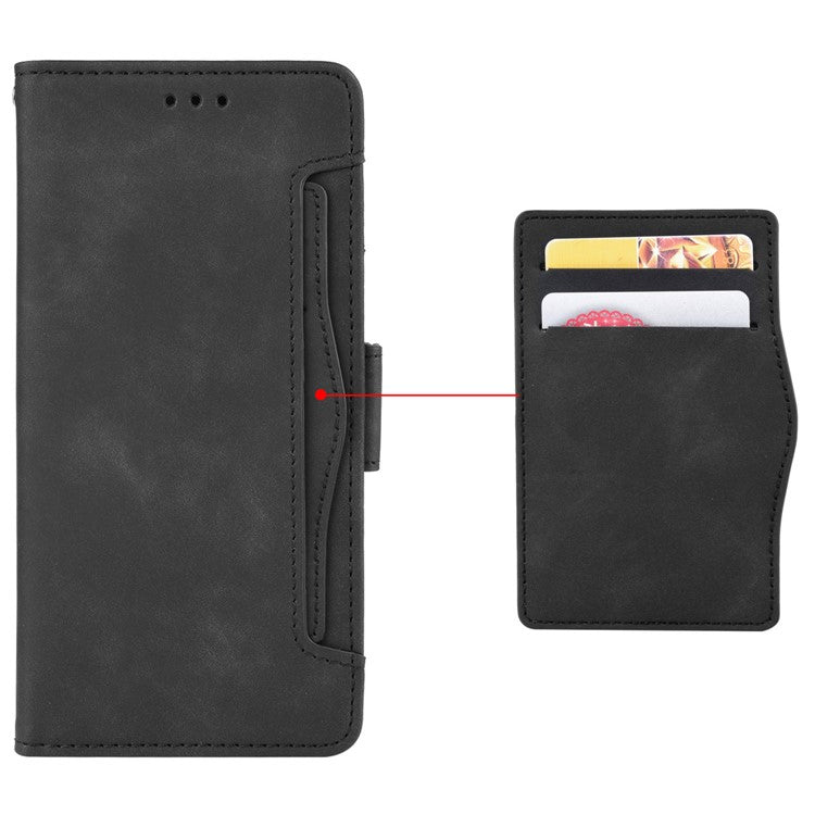 For vivo Y28 4G Leather Phone Cover Multiple Card Slots Folio Purse Shell - Black