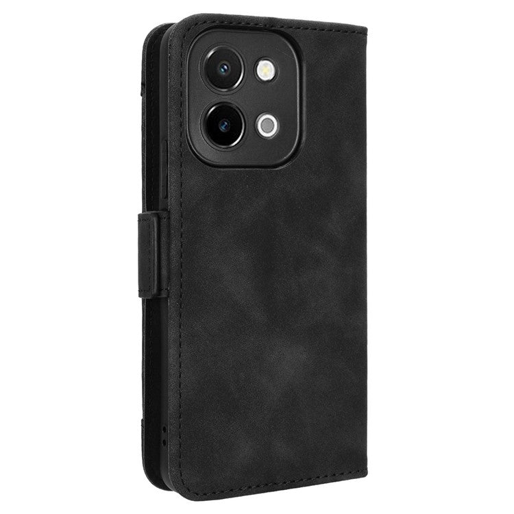 For vivo Y28 4G Leather Phone Cover Multiple Card Slots Folio Purse Shell - Black