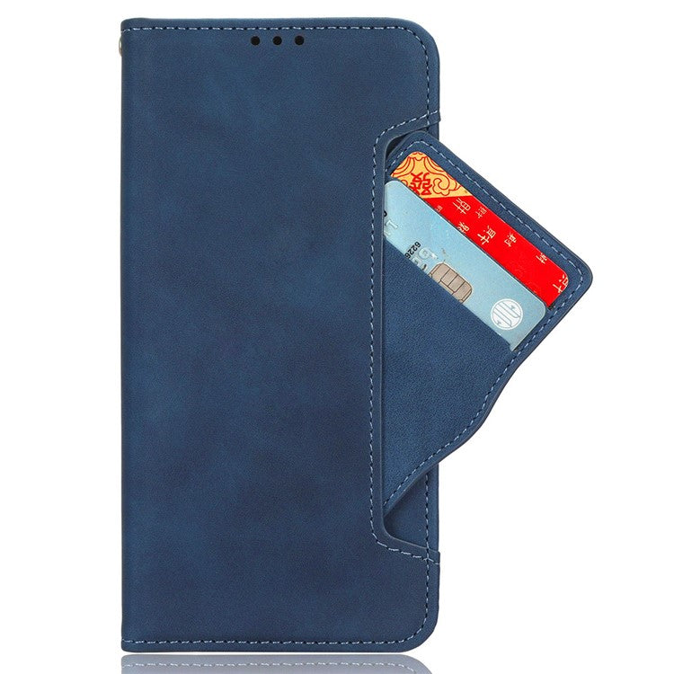 For vivo Y28 4G Leather Phone Cover Multiple Card Slots Folio Purse Shell - Blue