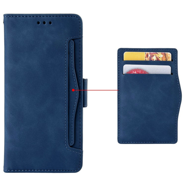 For vivo Y28 4G Leather Phone Cover Multiple Card Slots Folio Purse Shell - Blue