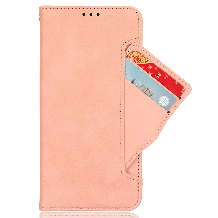 For vivo Y28 4G Leather Phone Cover Multiple Card Slots Folio Purse Shell - Pink