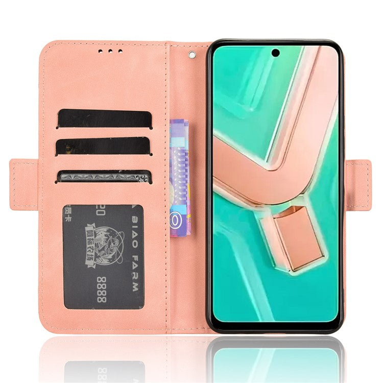 For vivo Y28 4G Leather Phone Cover Multiple Card Slots Folio Purse Shell - Pink