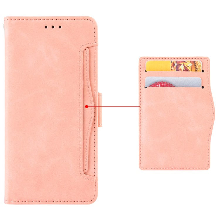 For vivo Y28 4G Leather Phone Cover Multiple Card Slots Folio Purse Shell - Pink