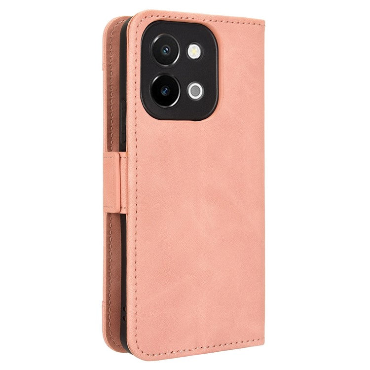 For vivo Y28 4G Leather Phone Cover Multiple Card Slots Folio Purse Shell - Pink