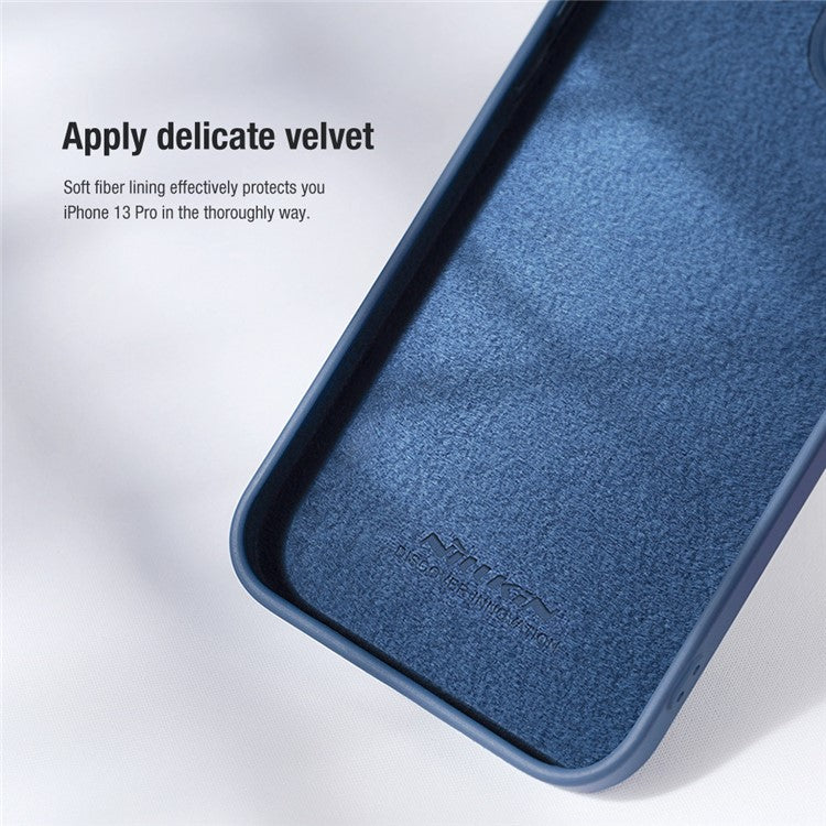 NILLKIN-For-iPhone-14-/-iPhone-13-Soft-Liner-Phone-Case-Anti-scratch-PC-+-Silicone-Cover-with-Slide-Camera-Protection---Blue