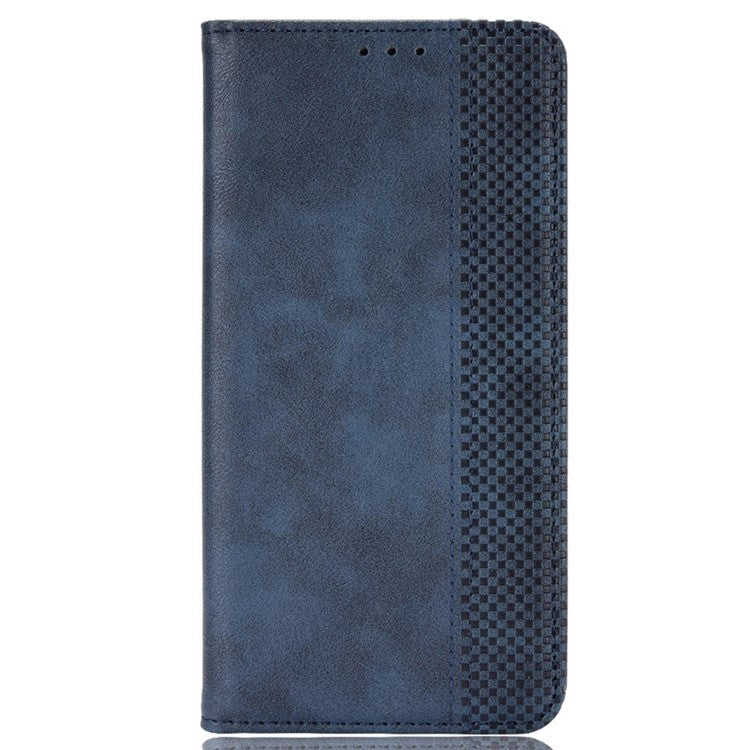 For vivo Y28 4G Case PU Leather Retro Magnetic Closing Drop-proof Phone Cover - Blue