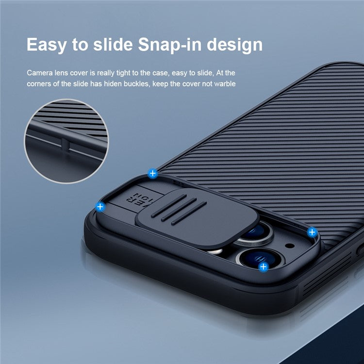 NILLKIN-CamShield-Pro-Series-for-iPhone-14-/-iPhone-13-Magnetic-Phone-Case-Hard-PC-Soft-TPU-Scratch-Resistant-Non-Slip-Phone-Protector-with-Slide-Camera-Lens-Cover---Black