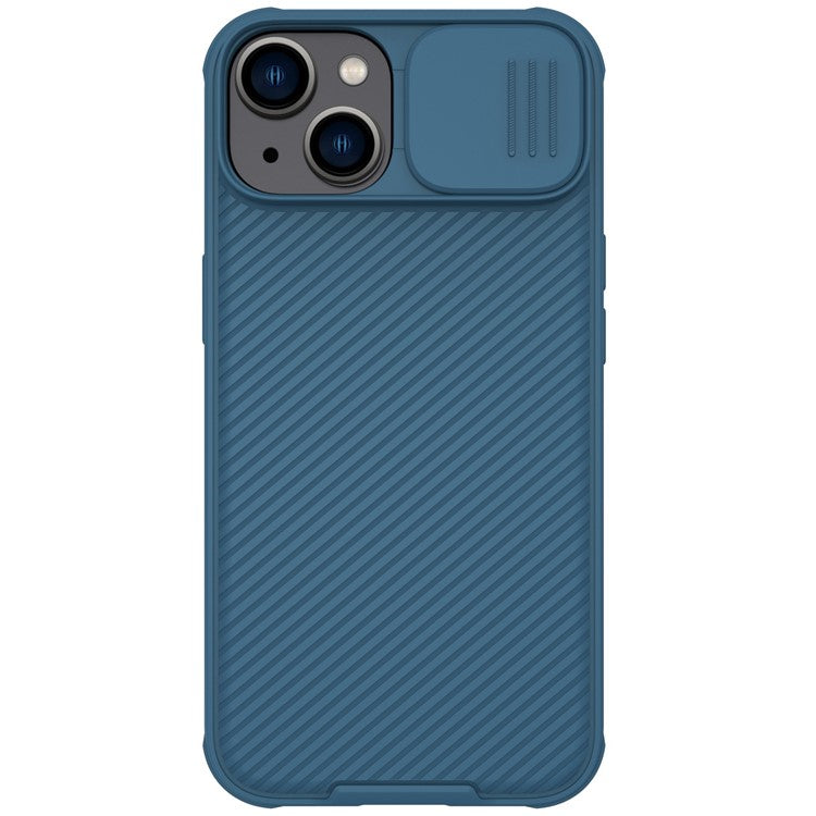 NILLKIN-CamShield-Pro-Series-for-iPhone-14-/-iPhone-13-Magnetic-Phone-Case-Hard-PC-Soft-TPU-Scratch-Resistant-Non-Slip-Phone-Protector-with-Slide-Camera-Lens-Cover---Blue