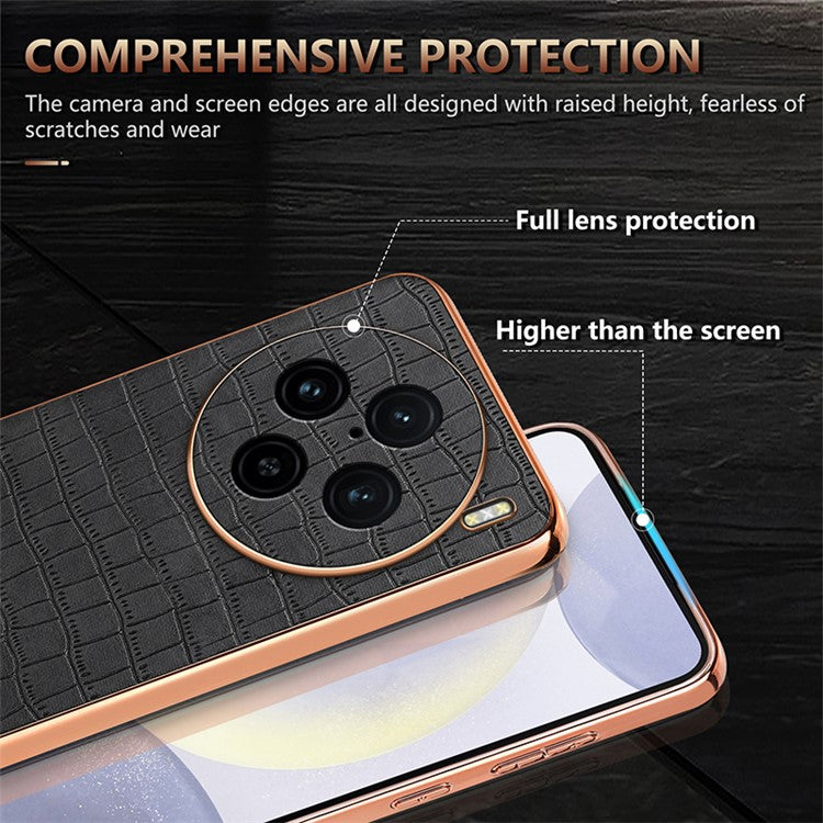 AZNS For vivo X100 Pro 5G / X100s Pro 5G Case Leather+TPU Phone Cover Electroplating Edge - Brown