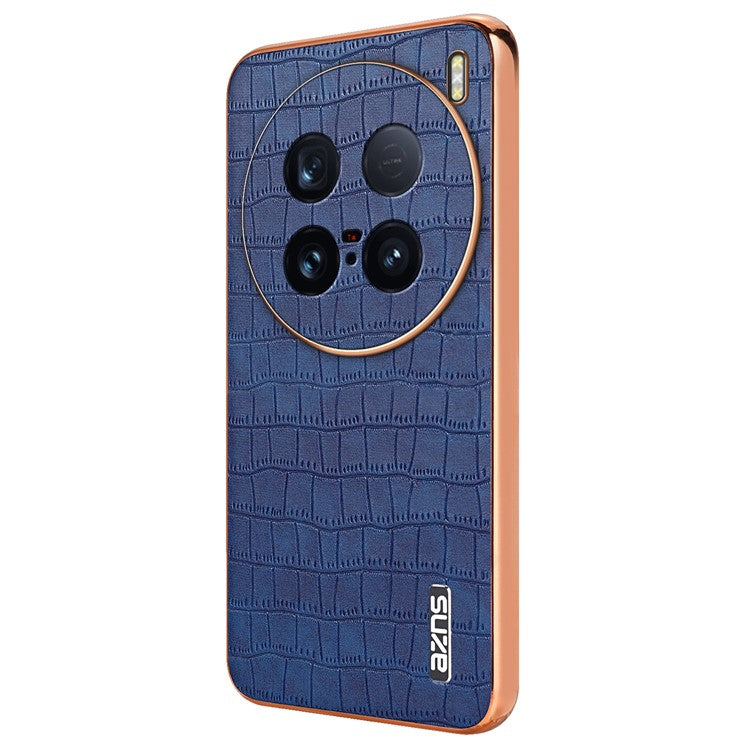 AZNS For vivo X100 Ultra 5G Case PU Leather Crocodile Texture Back Cover - Blue