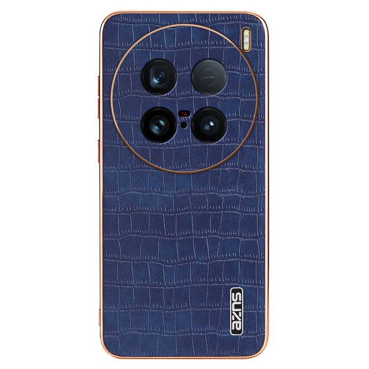 AZNS For vivo X100 Ultra 5G Case PU Leather Crocodile Texture Back Cover - Blue