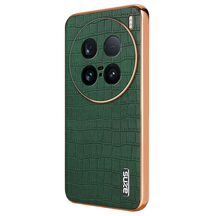 AZNS For vivo X100 Ultra 5G Case PU Leather Crocodile Texture Back Cover - Green