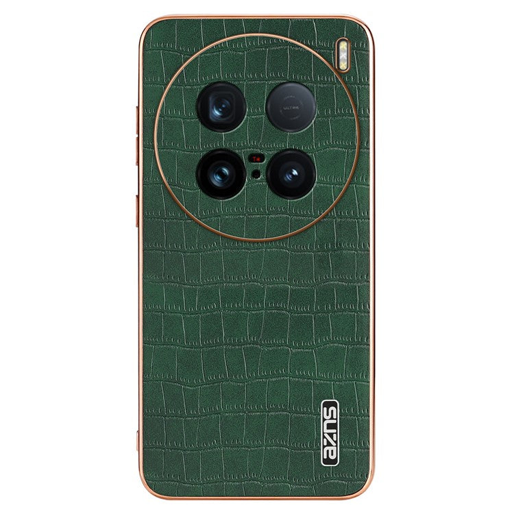 AZNS For vivo X100 Ultra 5G Case PU Leather Crocodile Texture Back Cover - Green