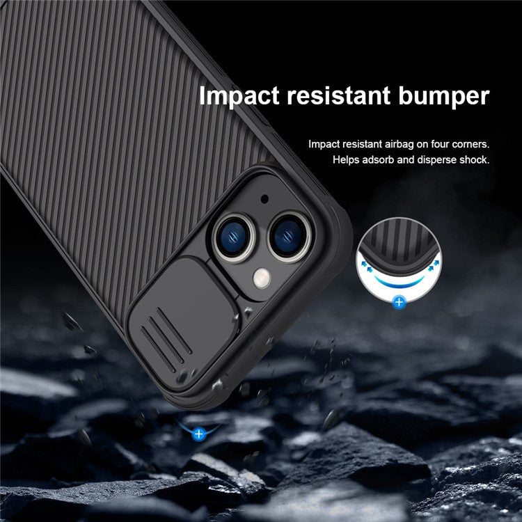 NILLKIN-CamShield-Pro-Series-for-iPhone-14-/-iPhone-13-Slide-Camera-Protection-Phone-Case-Anti-drop-Hybrid-TPU-+-PC-Back-Cover---Black