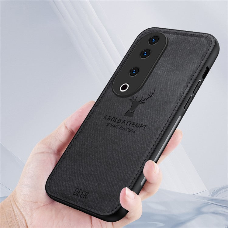 For vivo S19 Pro 5G Case Deer Pattern Leather+PC+TPU Slim Phone Cover - Black