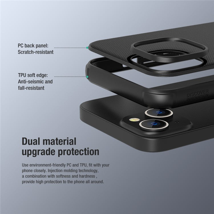 NILLKIN-Frosted-Shield-Pro-for-iPhone-14-/-iPhone-13-Hard-PC-Soft-TPU-Matte-Phone-Cover-Magnetic-Absorption-Case---Black