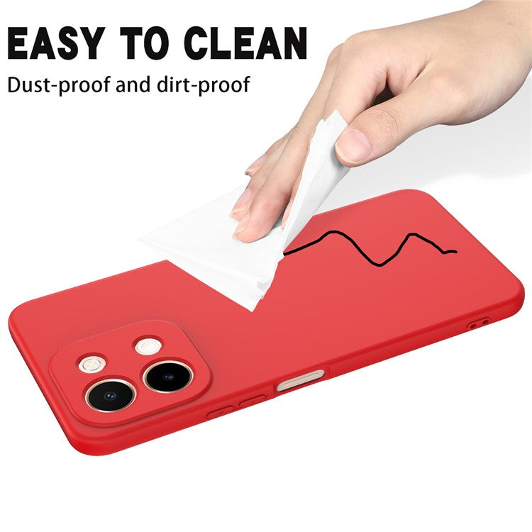 For vivo Y28 4G Case Liquid Silicone Phone Cover with Hand Strap - Red