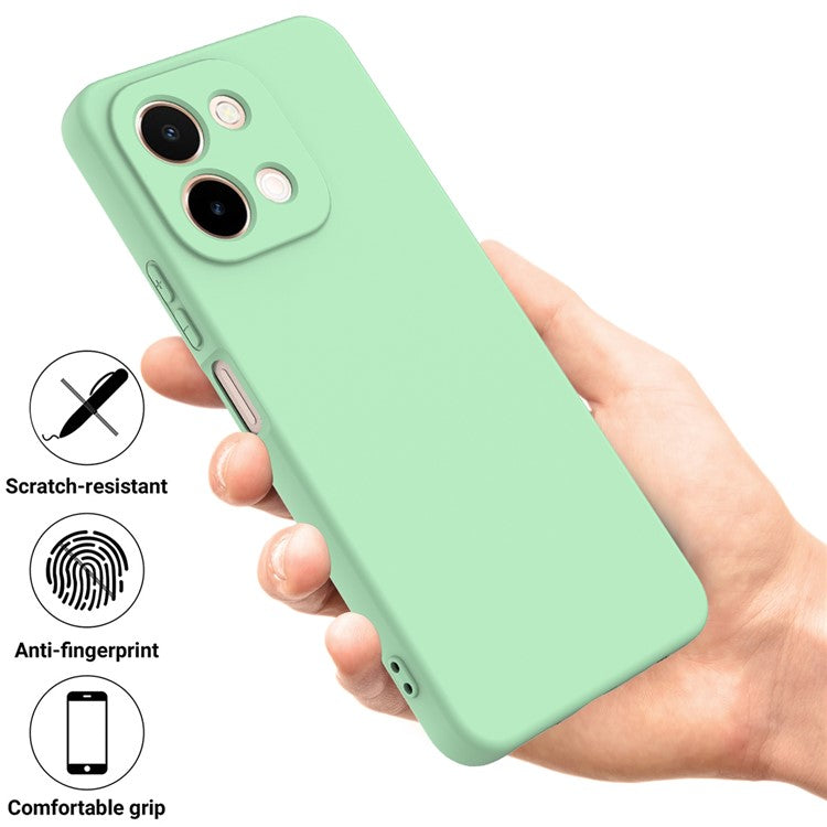 For vivo Y28 4G Case Liquid Silicone Phone Cover with Hand Strap - Green