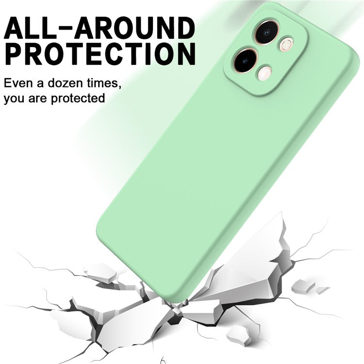 For vivo Y28 4G Case Liquid Silicone Phone Cover with Hand Strap - Green