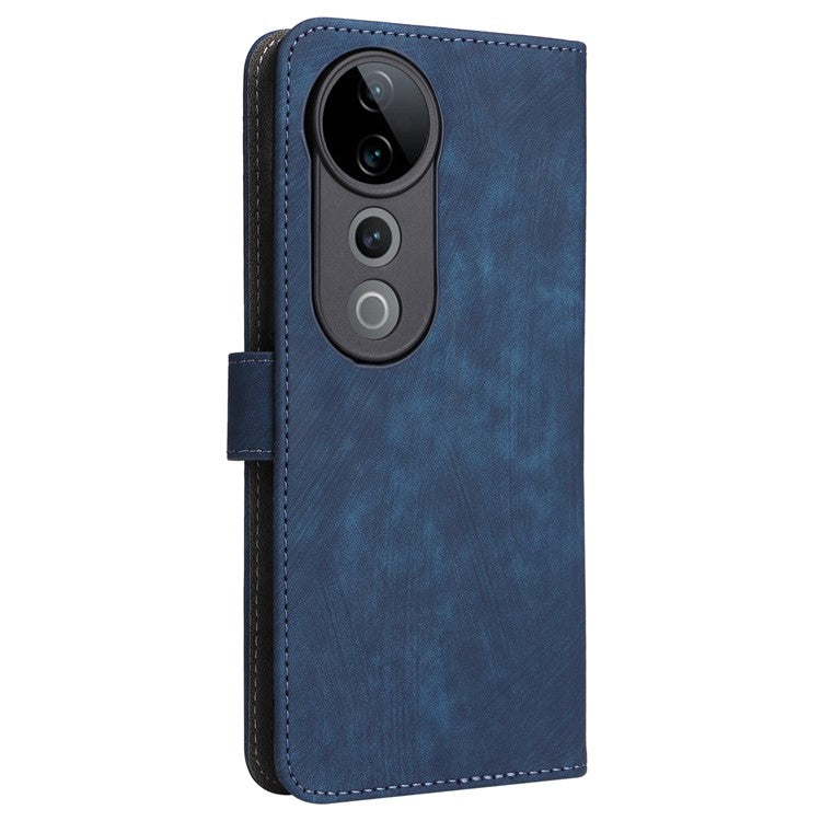 For vivo S19 Pro 5G Case Stand View RFID Blocking Leather Phone Cover with Strap - Blue