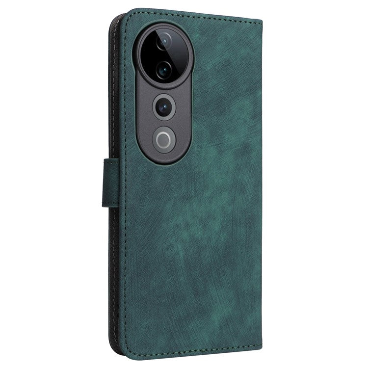 For vivo S19 Pro 5G Case Stand View RFID Blocking Leather Phone Cover with Strap - Green