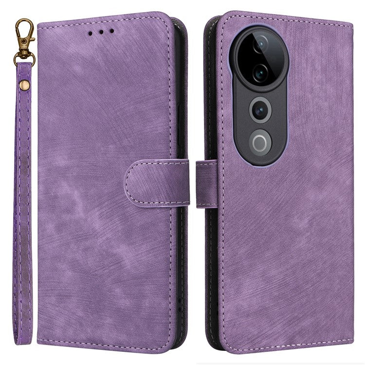 For vivo S19 Pro 5G Case Stand View RFID Blocking Leather Phone Cover with Strap - Purple