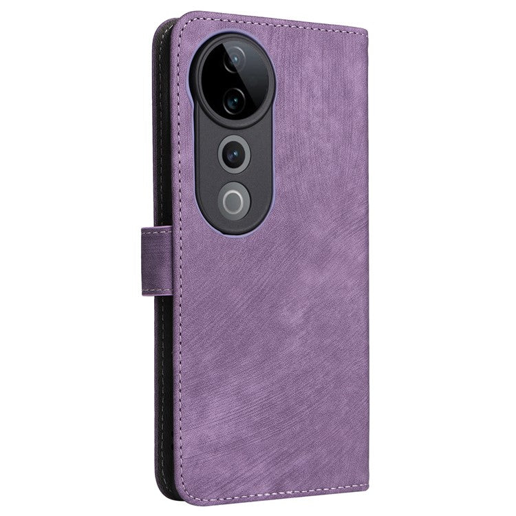 For vivo S19 Pro 5G Case Stand View RFID Blocking Leather Phone Cover with Strap - Purple