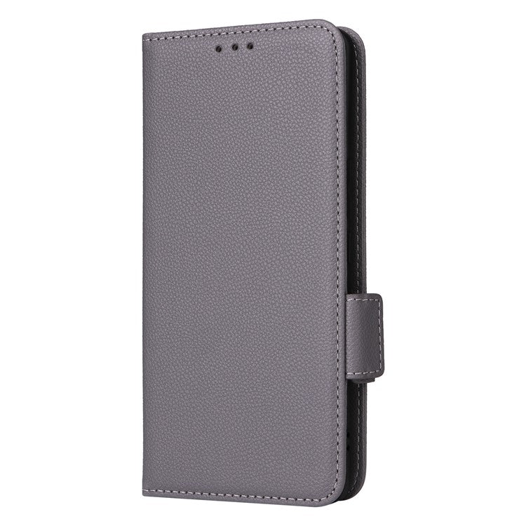 For vivo S19 Pro 5G Case Litchi Texture Leather Phone Cover with Hand Strap - Grey