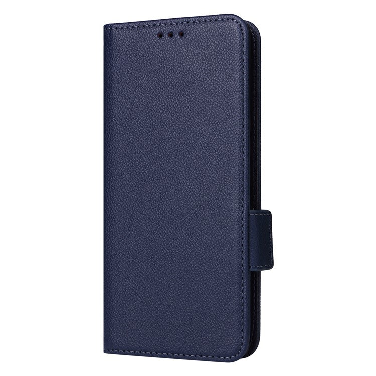 For vivo S19 Pro 5G Case Litchi Texture Leather Phone Cover with Hand Strap - Dark Blue