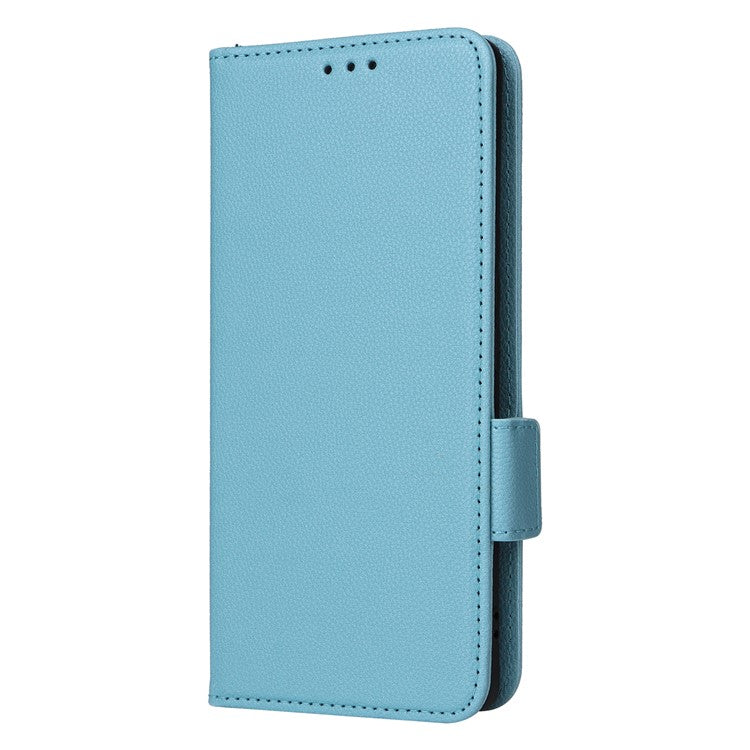 For vivo S19 Pro 5G Case Litchi Texture Leather Phone Cover with Hand Strap - Baby Blue