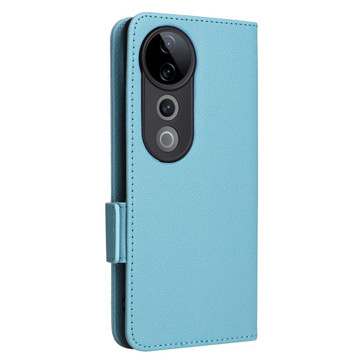 For vivo S19 Pro 5G Case Litchi Texture Leather Phone Cover with Hand Strap - Baby Blue