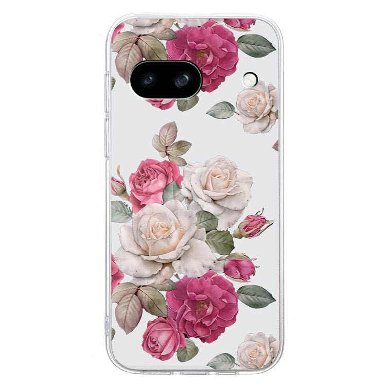 For Google Pixel 7a Case Anti-Drop Pattern Printing TPU Phone Cover - Peony