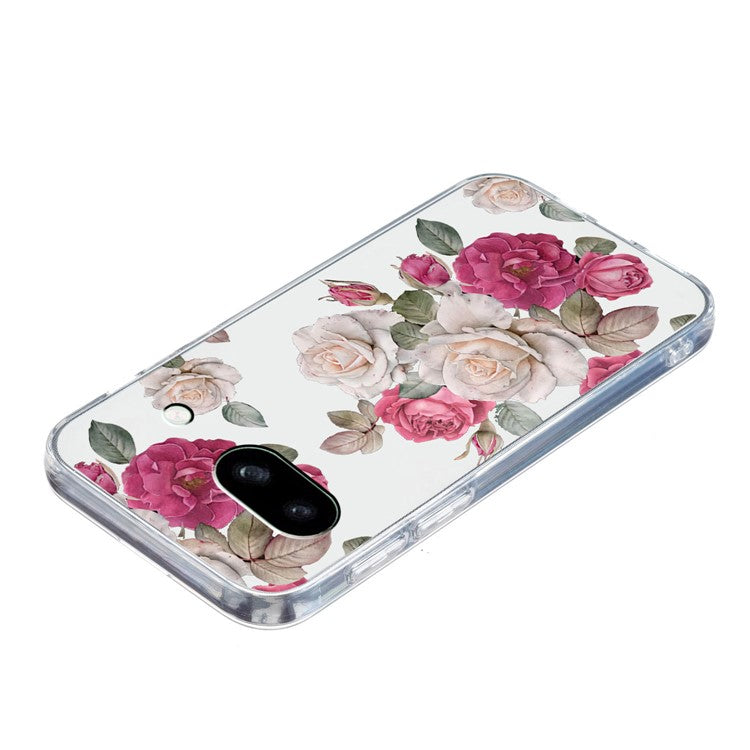 For Google Pixel 7a Case Anti-Drop Pattern Printing TPU Phone Cover - Peony