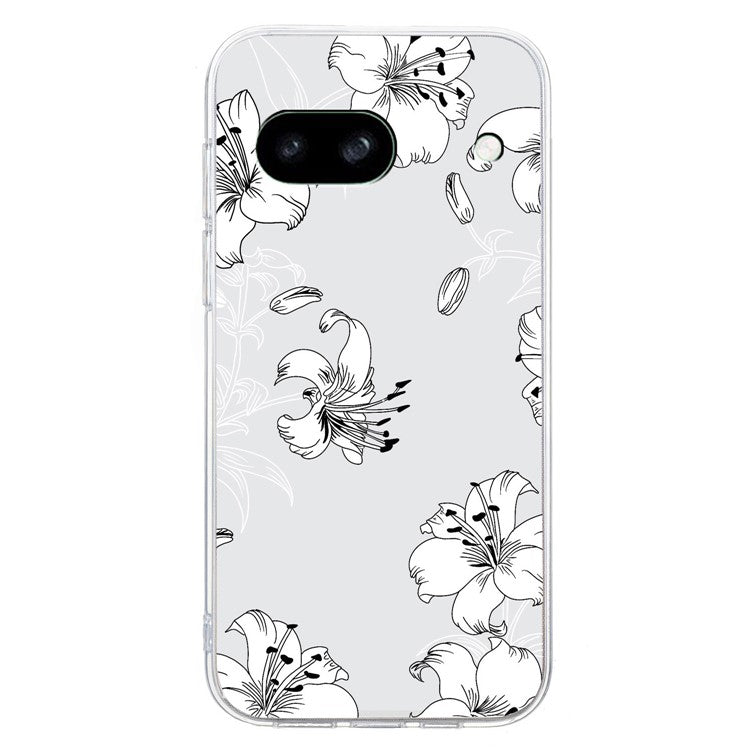 For Google Pixel 7a Case Anti-Drop Pattern Printing TPU Phone Cover - White Flower