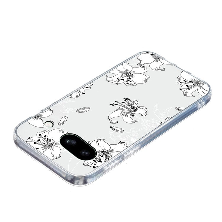 For Google Pixel 7a Case Anti-Drop Pattern Printing TPU Phone Cover - White Flower