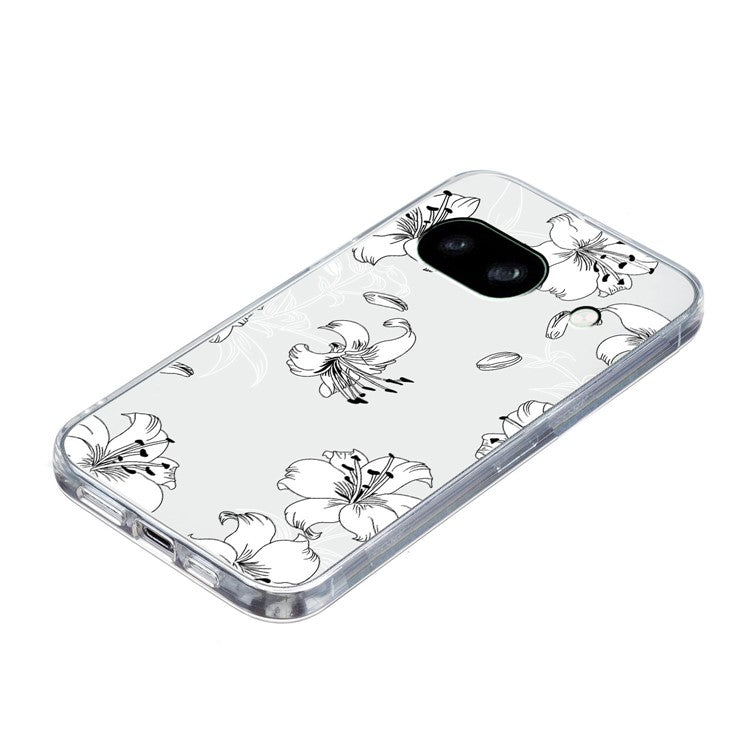 For Google Pixel 7a Case Anti-Drop Pattern Printing TPU Phone Cover - White Flower