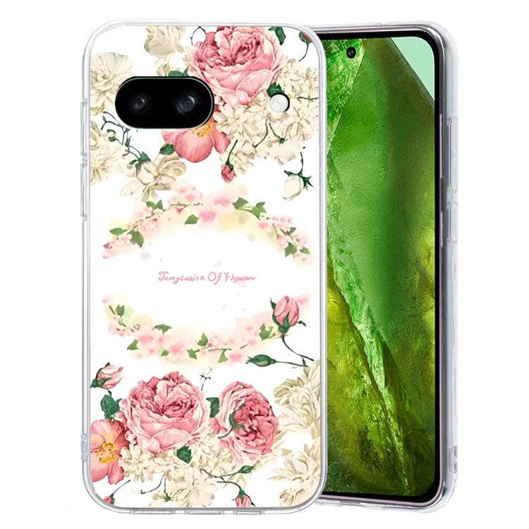 For Google Pixel 7a Case Anti-Drop Pattern Printing TPU Phone Cover - Rose