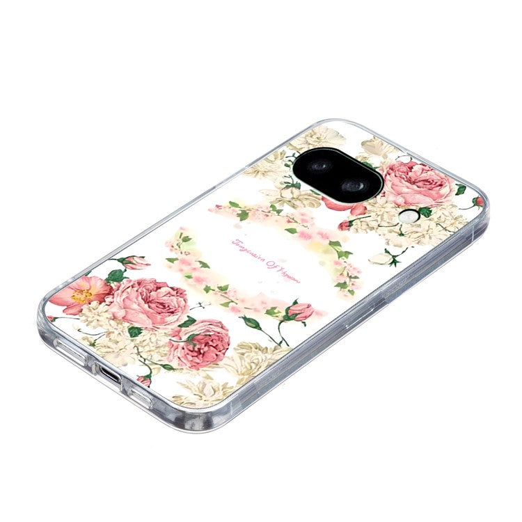 For Google Pixel 7a Case Anti-Drop Pattern Printing TPU Phone Cover - Rose